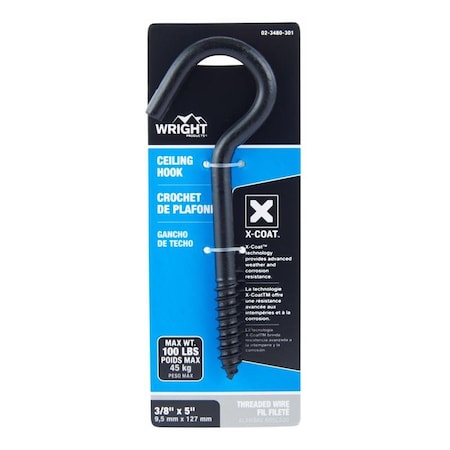 Wright Wright Medium Matte Black Steel 5 in. L Ceiling Hook 100 lb 1 pk 02-3480-301